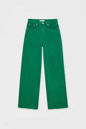 Jeans wide leg tiro alto green