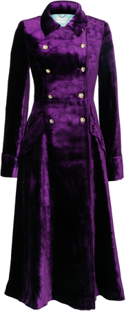 Pip Howeson purple velvet trench coat