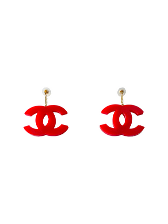 Chanel Red Resin Rare Acrylic Dangle Earrings – Into Archive