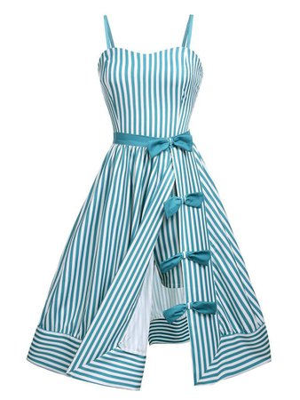 Turquoise 1950s Stripes Romper & Skirt – Retro Stage - Chic Vintage Dresses and Accessories