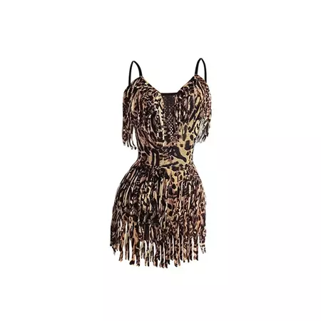 Leopard Fringe Latin Dance Dress Summer Sleeveless Practice Clothes Adult Female Rumba Samba Dance Performance Costume VDB5594| | - AliExpress