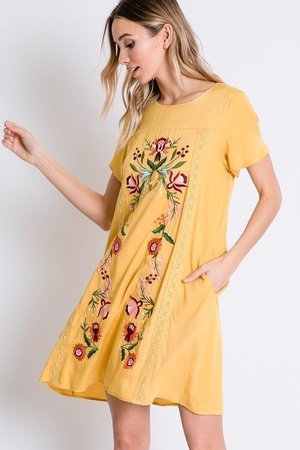 Yellow Embroidery Dress