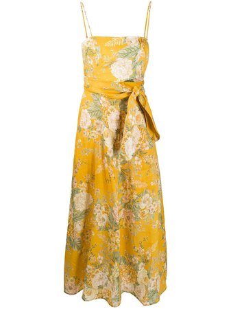 Yellow Zimmermann Dame floral flared midi dress 8024DAME - Farfetch