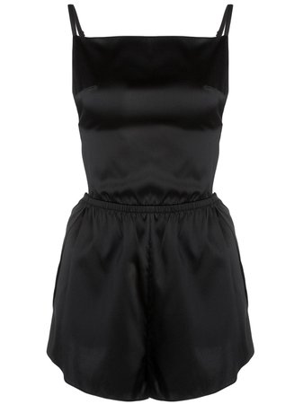 Black Fleur Du Mal Apron Silk Playsuit For Women | Farfetch.com