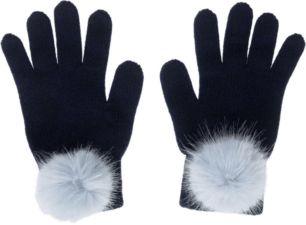 black gloves with blue puffs