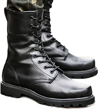 Amazon.com: Leather Steel Toe Military Ankle Boots,Special Forces Combat Training Boots Outdoor Hiking Boots Non-Slip Men High-top Autumn Winter Keep Warm Casual Shoes,Black-44: Home & Kitchen