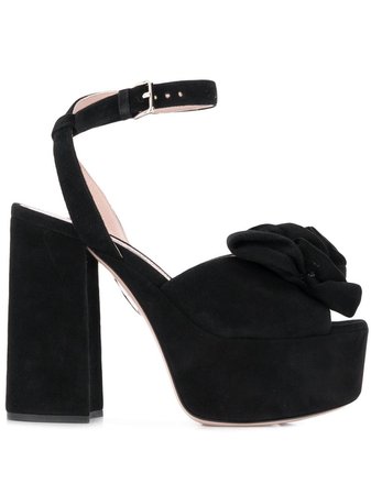 Black Miu Miu Floral Detail Platform Sandals | Farfetch.com