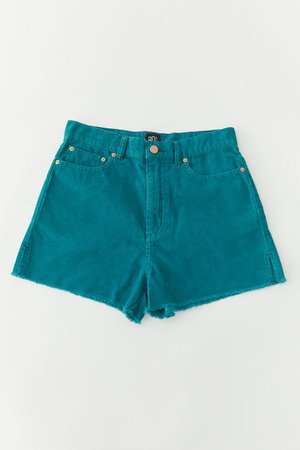 BDG High-Waisted Corduroy Girlfriend Short – Turquoise | Urban Outfitters