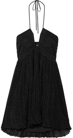 Babs Metallic Knitted Halterneck Mini Dress - Black