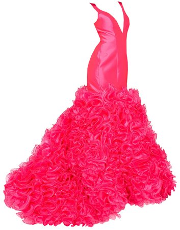 Dress Long mermaid pink cascading ruffle