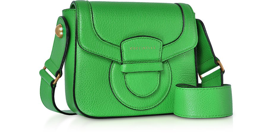 Coccinelle Green Vega Small Leather Shoulder Bag at FORZIERI