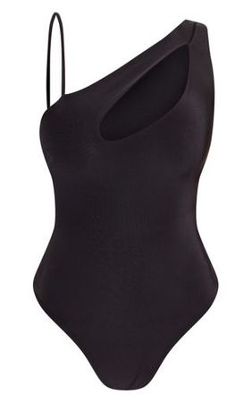 Black Slinky Front Slit Bodysuit | PrettyLittleThing