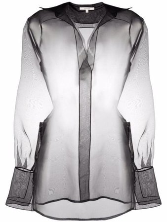 Nensi Dojaka sheer long-sleeve silk blouse black SHT003SS21 - Farfetch