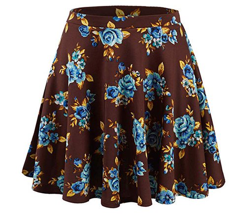 Chocolate and Blue Roses (Floral Skater Skirt)
