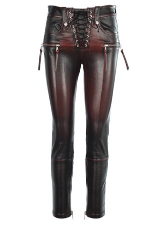 Unravel Stretch Leather Skinny Lace-up Trousers