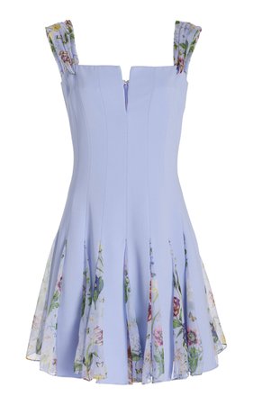 Sleeveless Stretch Cady & Floral Inset Dress By Oscar De La Renta | Moda Operandi