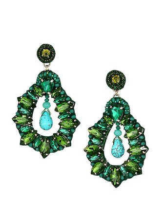 Ranjana Khan Turquoise, Crystal & Glass Bead Teardrop Earrings | SaksFifthAvenue