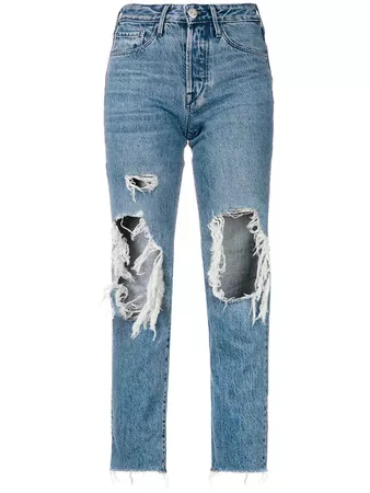 3X1 Cropped Distressed Jeans - Farfetch
