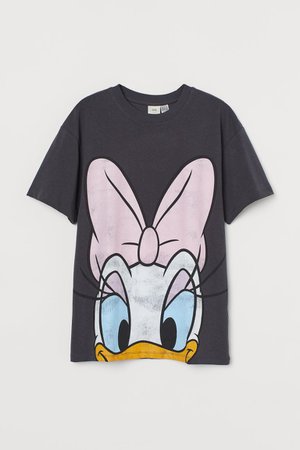 Oversized Printed T-shirt - Dark gray/Daisy Duck - Ladies | H&M US
