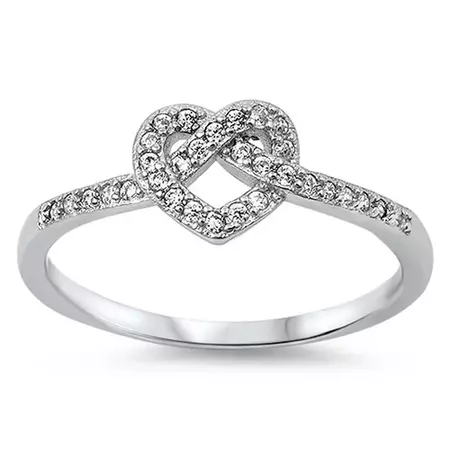 CHOOSE YOUR COLOR Infinity Knot Heart Love Clear CZ Promise Ring .925 Sterling Silver White Female Size 6 - Walmart.com