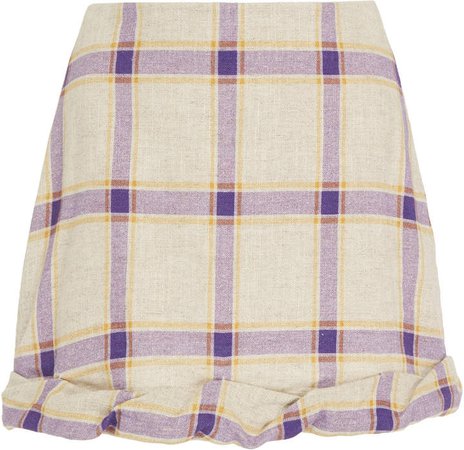 Rejina Pyo Cecilie Cuffed Plaid Mini Skirt Size: 10