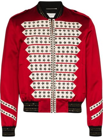 Saint Laurent Officer Zip-Front Bomber Jacket 598813Y287S Red | Farfetch