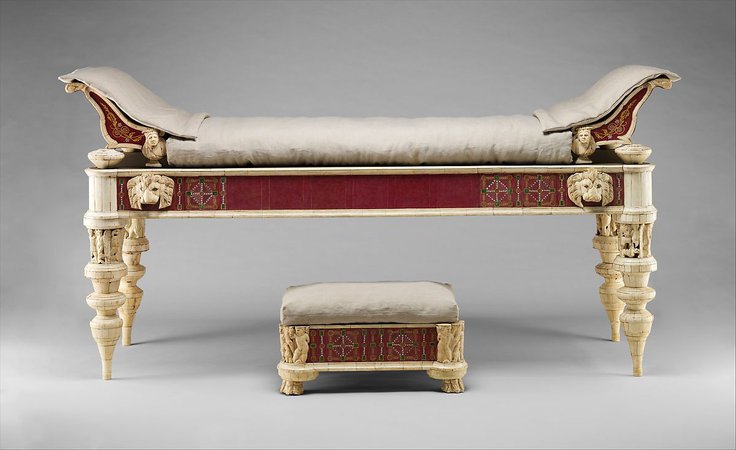 Couch and footstool with bone carvings and glass inlays | Roman | Imperial | The Metropolitan Museum of Art