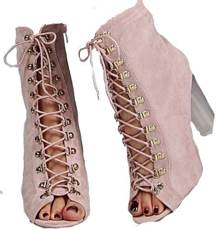lace up pink booties