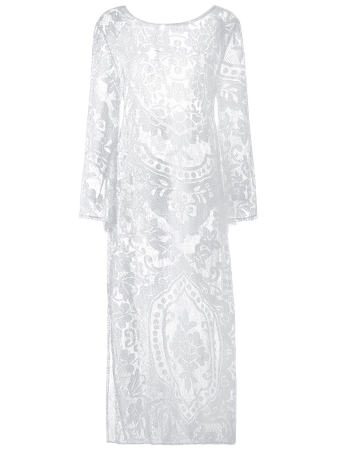 Rosegal Flare Long Sleeve Backless Beach Maxi Lace Dress