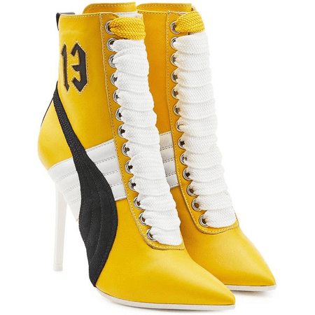 yellow and black fendi heeled boots