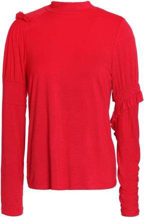 Ruffle-trimmed Stretch-cotton Jersey Top