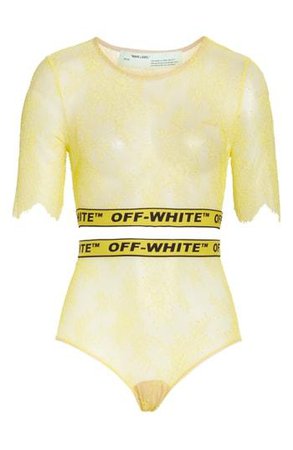 Off-white Lace Crop Top & Briefs Set In Yellow No Color | ModeSens