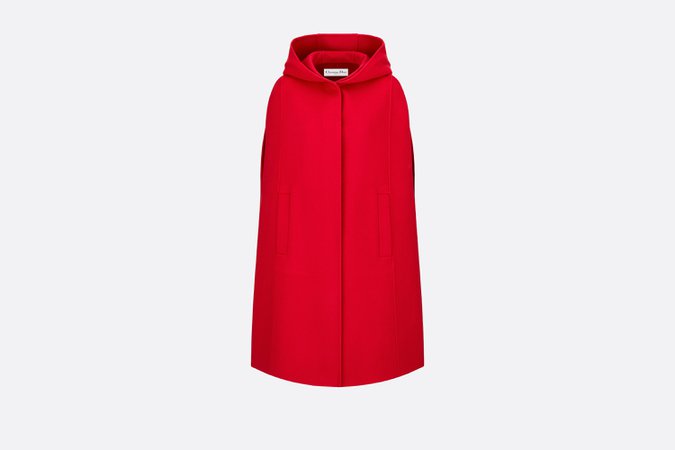Hooded Cape Red Cashmere and Wool - Ready-to-wear - Woman | DIOR