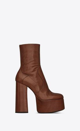Brown Leather Platform Boot Heels