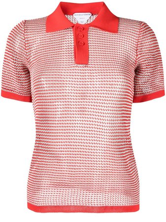 Shop red & blue Bottega Veneta pointelle-knit polo shirt with Express Delivery - Farfetch