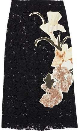 Floral-appliqued Silk Corded Lace Skirt