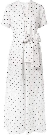 Rosetta Embroidered Polka-dot Linen Dress - White