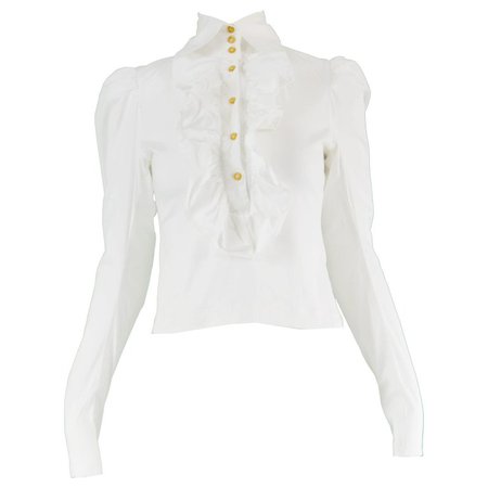 Vivienne Westwood Vintage Women's White Ruffled Victoriana Shirt, 1990s For Sale at 1stdibs