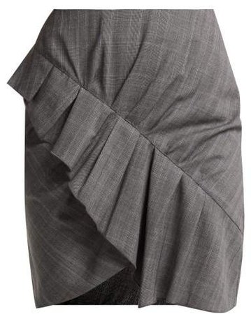 Ãtoile Atoile - Nel Ruffled Wool Mini Skirt - Womens - Grey