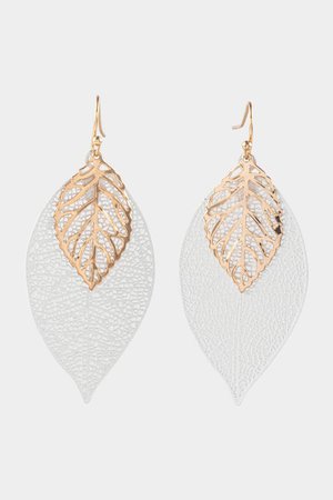 Aubrey Double Filigree Leaf Drop Earrings | francesca's