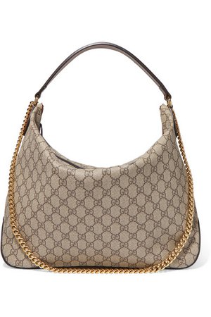 Gucci | Linea A large leather-trimmed printed coated-canvas shoulder bag | NET-A-PORTER.COM
