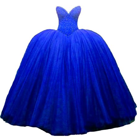 blue puffy ball gown