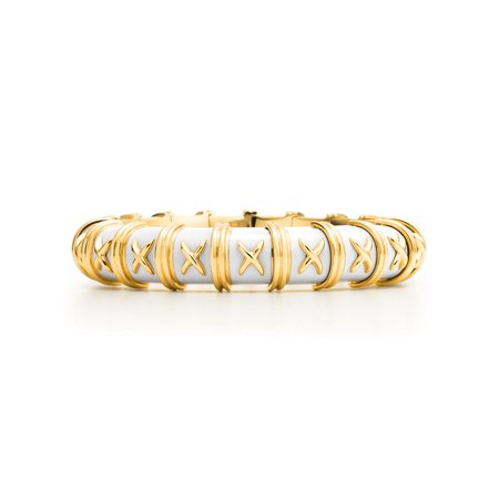Tiffany & Co, Schlumberger Croisillon bracelet in 18k gold with enamel