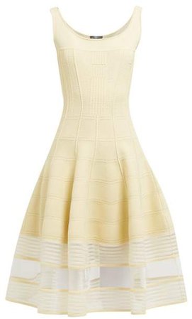 Panelled Stretch Knit Midi Dress - Womens - Light Yellow