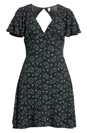 BP. Paisley Flutter Sleeve V-Neck Dress | Nordstrom