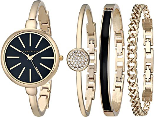 Anne Klein Women's AK/1470GBST Gold-Tone Watch and Bracelet Set: Anne Klein