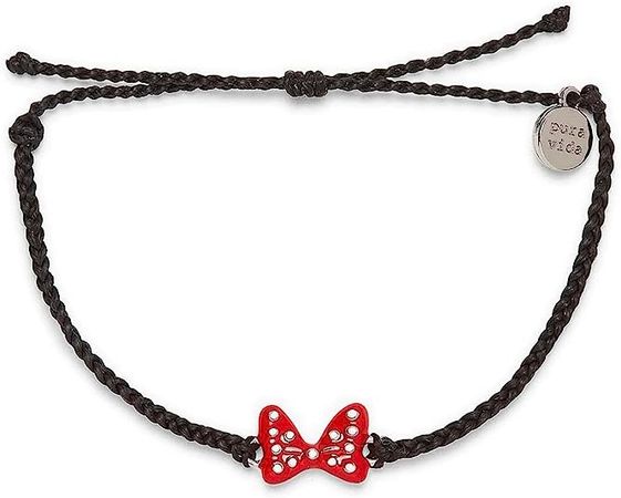 Amazon.com: Pura Vida Disney Minnie Mouse Enamel Bow Bracelet - Adjustable Band, 100% Waterproof - Black: Clothing, Shoes & Jewelry