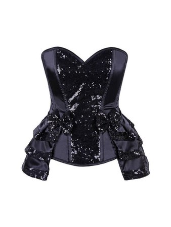 Black sequence strapless bow top