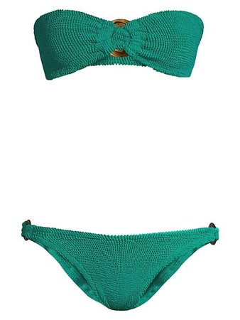 Hunza G Gloria Ring Detail Bandeau 2-Piece Bikini Set | SaksFifthAvenue