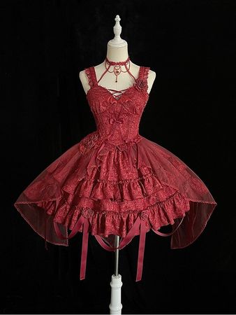 Bleeding Rose Gothic Lolita Top and Skirt / Full Set Five Color Options